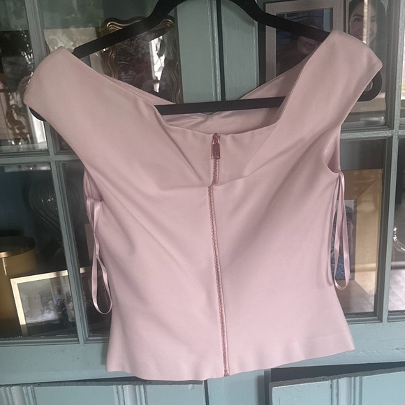 Ted Baker pale pink Bardot top with rose gold back zipper - Picture 2 of 5